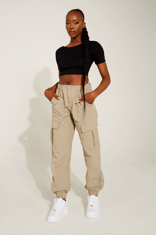 Stone Cuffed Cargo Trousers | Luxe to Kill