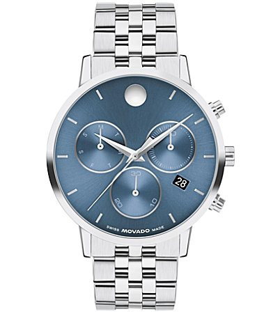 Movado Men's Museum Classic Chronograph Stainless Steel Bracelet Watch - Silver/Blue | Dillard's
