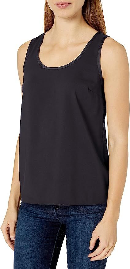 Amazon Brand - Lark & Ro Women's Sleeveless Satin Trim Woven Tank Top | Amazon (US)