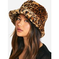 boohoo Women's Leopard Faux Fur Bucket Hat | boohoo (US & Canada)
