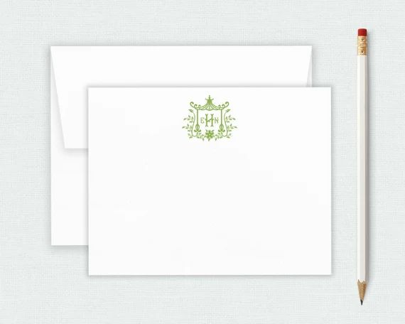 Read the full title
    Personalized Stationery Set, Monogram Pagoda Notecard Set, Preppy Monogra... | Etsy (US)