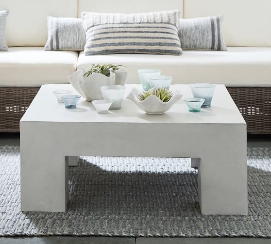 Pomona 40" Concrete Chunky Leg Coffee Table | Pottery Barn (US)