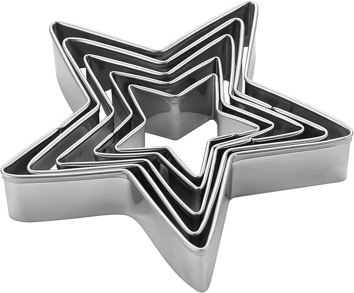 Star Cookie Cutters Set of 5 – Stainless Steel Sandwich Cutters & Biscuit Molds for Kids – St... | Amazon (US)