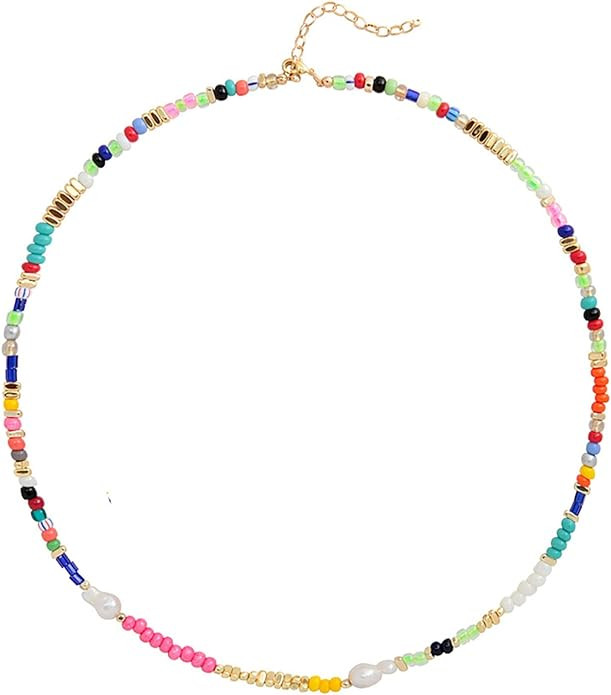 Wellike Colorful Beaded Necklace for Women Freshwater Beaded Pearl Choker Necklace Evil Eye Pearl... | Amazon (US)