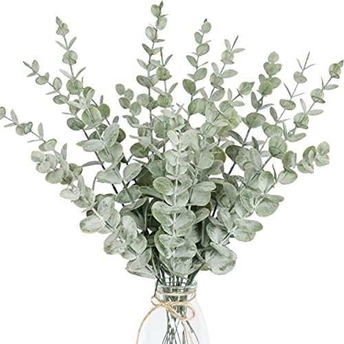 FUNARTY 15pcs Artificial Eucalyptus Leaves Stems 18" Tall Greenery Decor Faux Eucalyptuses Real T... | Amazon (US)