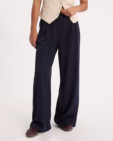 Pinstripe High Waisted Relaxed Trouser | Express
