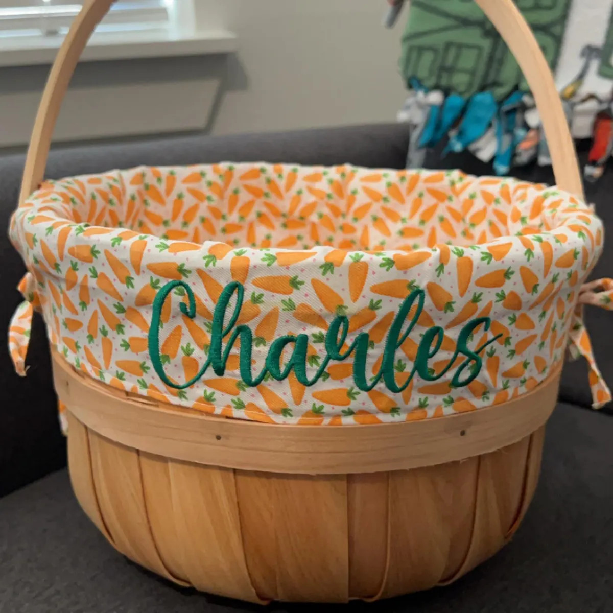 Embroidered Carrot Easter Basket, Custom Kids Basket Liner, Easter, Basket, Personalized Easter B... | Etsy (US)