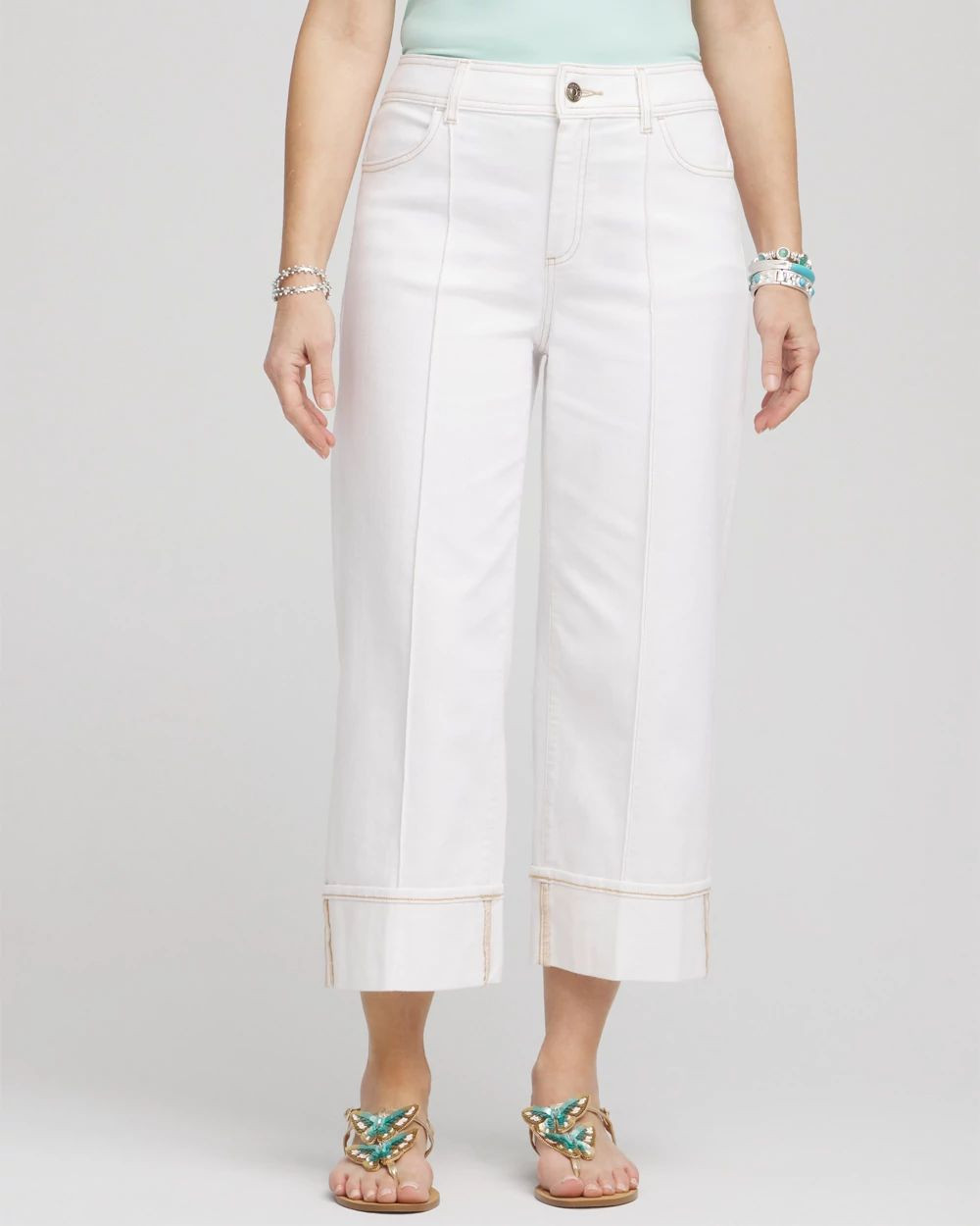 Pintuck High-Cuff Cropped Jeans | Chico's