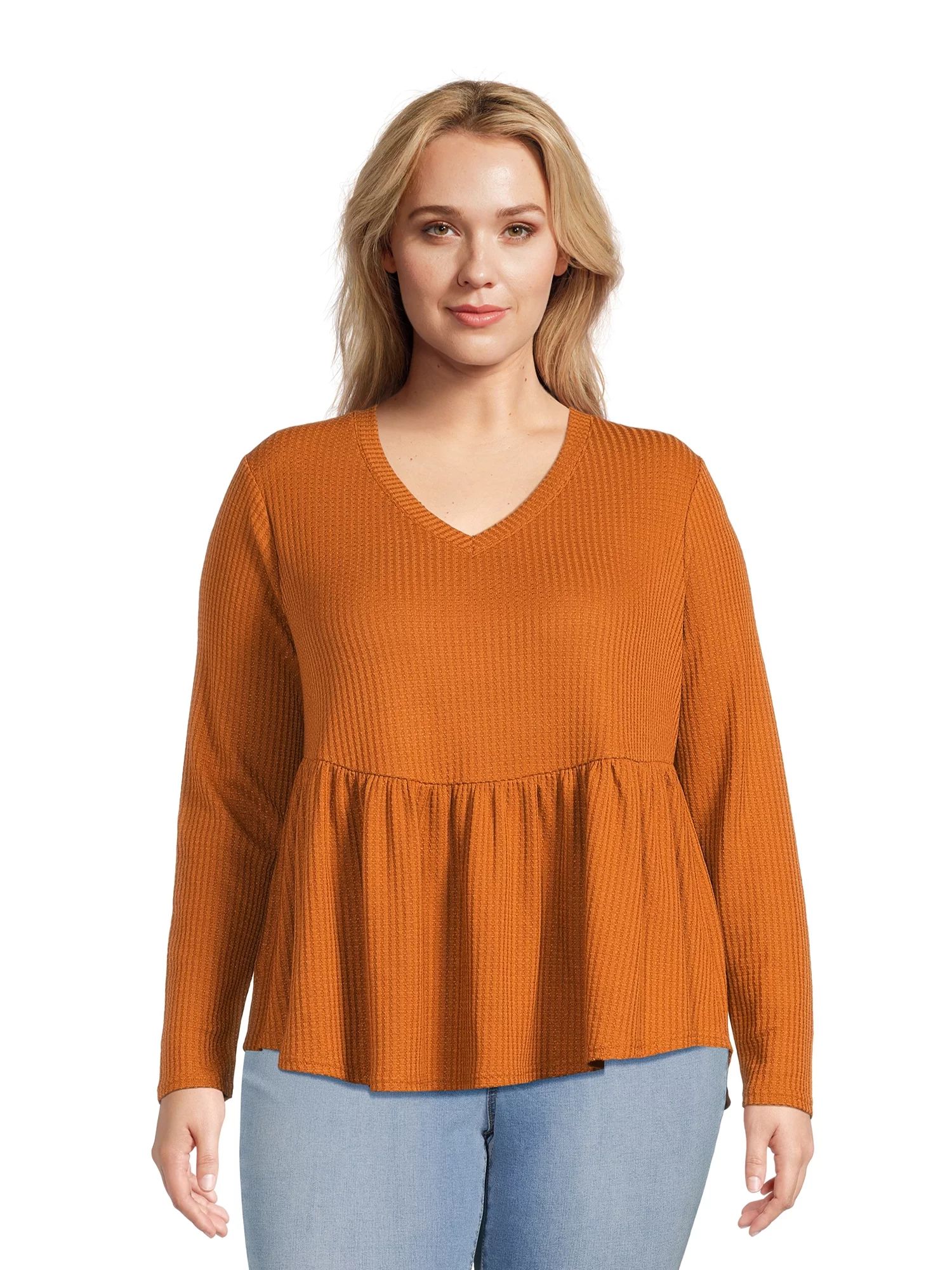 Terra & Sky Women’s Plus Size Waffle Swing Top, Sizes 0X-5X | Walmart (US)