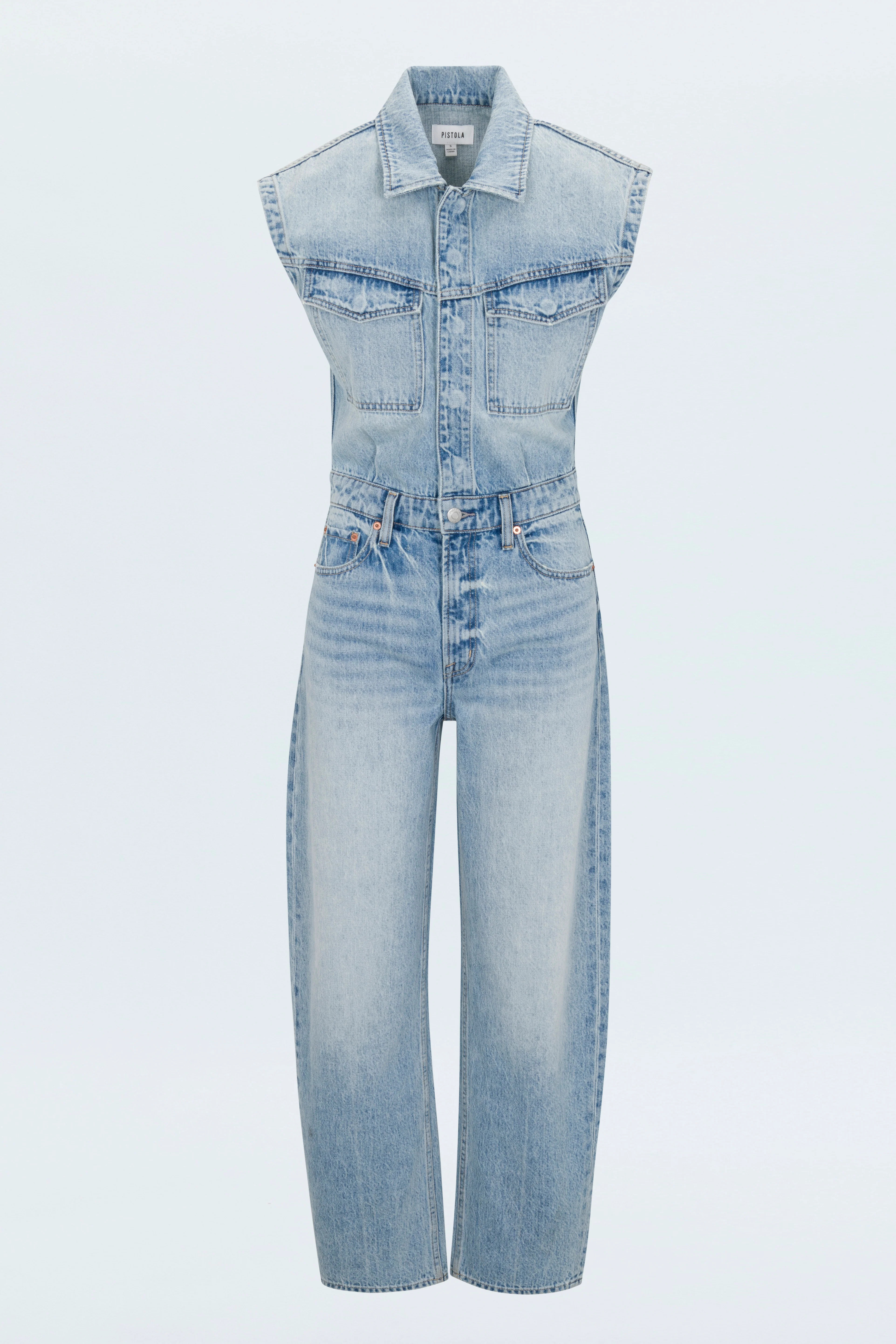 Ace Sleeveless Barrel Leg Jumpsuit - Rally | Pistola Denim