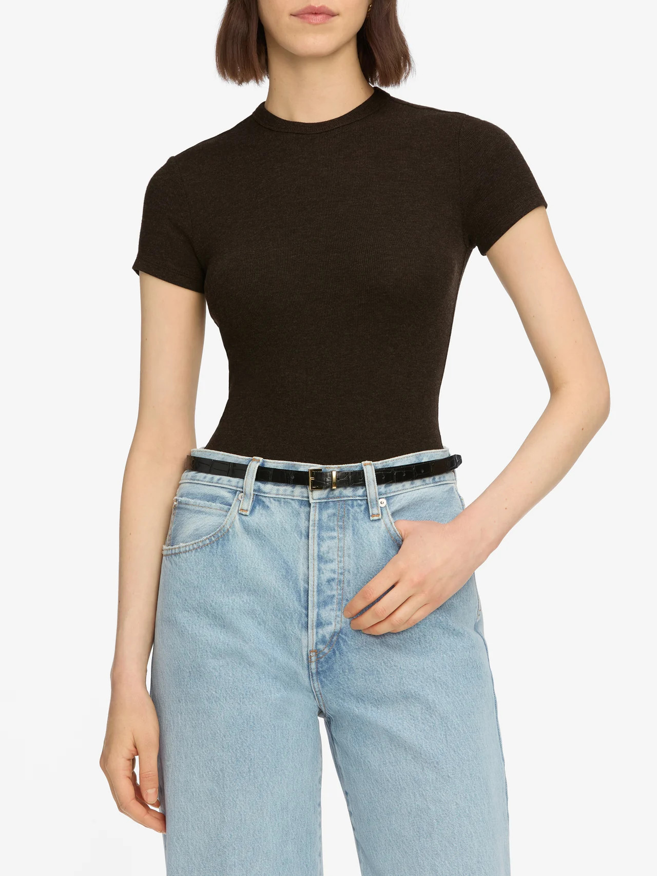 THE RIB BABY TEE COFFEE | Frame Denim