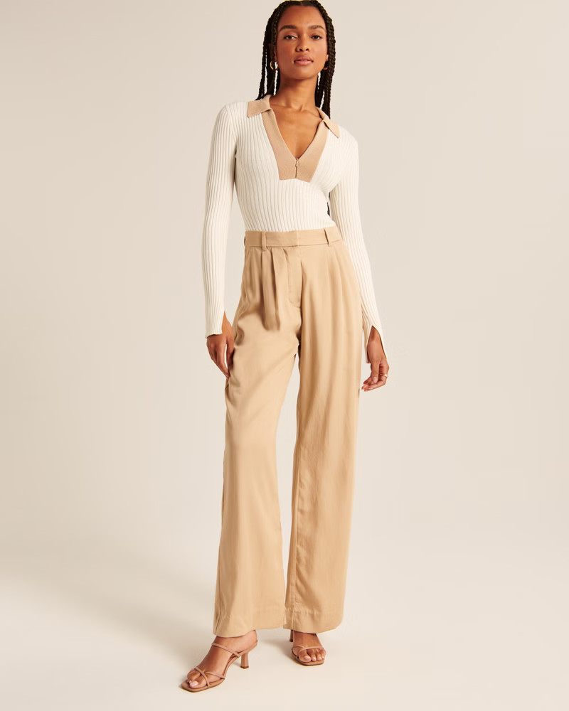 Polo Half-Zip Ribbed Bodysuit | Abercrombie & Fitch (US)