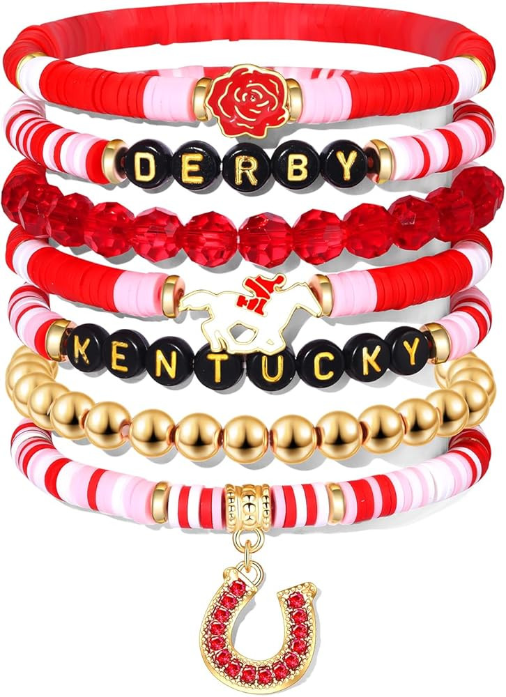 NVENF Rainbow Heishi Bracelets for Women Stackable African Vinyl Disc Bead Stretch Bracelets Bohe... | Amazon (US)