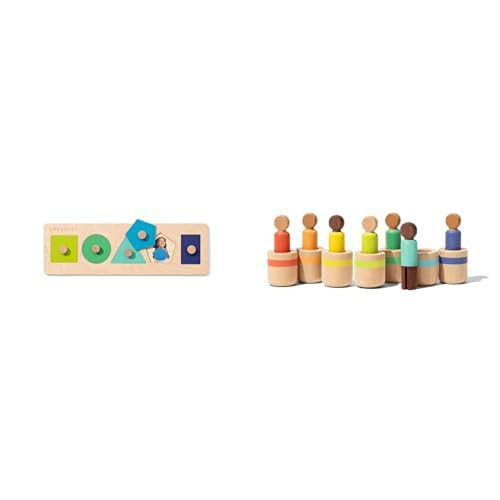Lovevery Friends of All Shapes Puzzle (16M+) and Lovevery, Post & Play Peg People, 7 Wooden Peg Doll (13M+), Montessori Toys | Amazon (US)