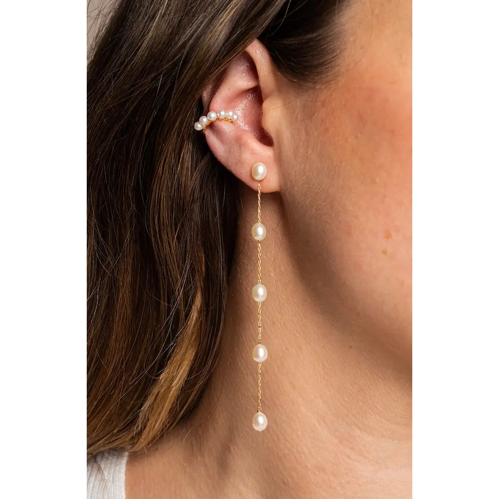 Delicate Freshwater Pearl Linear Drop Earrings | Nordstrom