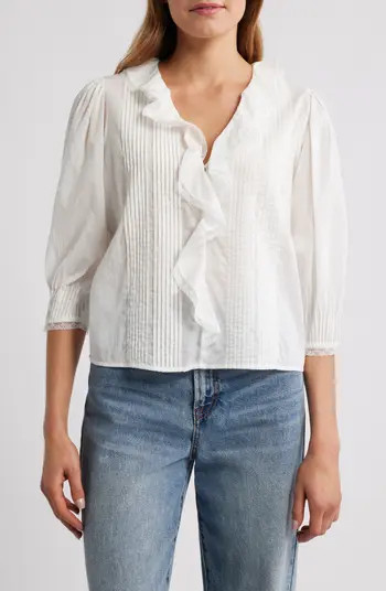 Rails Mare Ruffle Cotton Button-Up Top | Nordstrom | Nordstrom