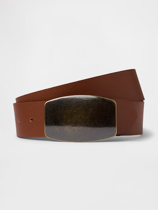 Vegan Leather Flat Buckle Belt | Gap (US)