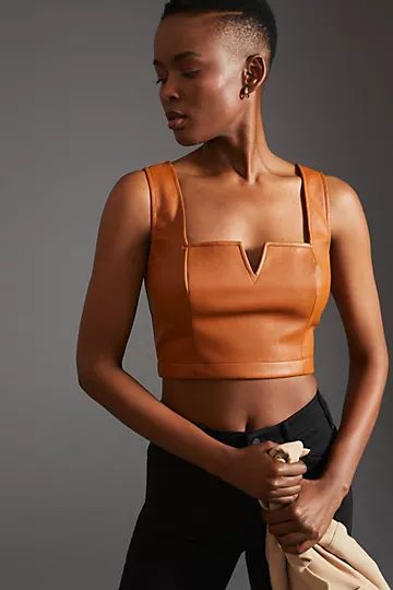 Maeve Faux Leather Notch Tank | Anthropologie (US)