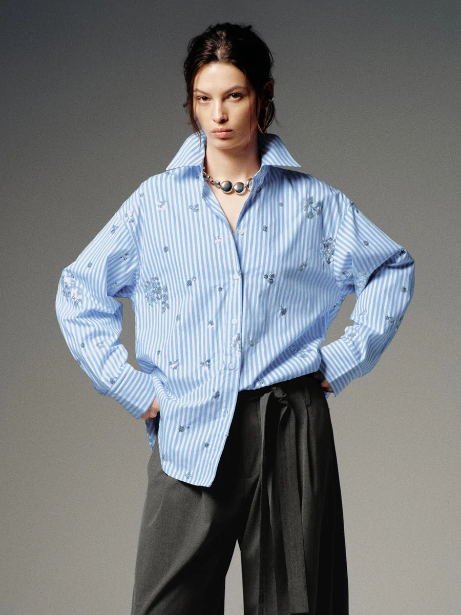 Sequin Detail Loose Fit Shirts | Urban Revivo