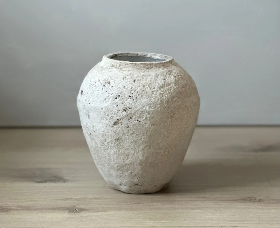 Paper Mache Vase, Large Vessel, Aged White Vase, Unique Gift, Wabi Sabi, Statement Piece, Sustain... | Etsy (US)