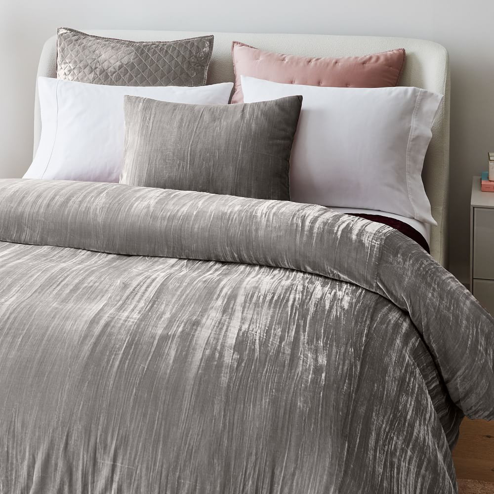 Crinkle Velvet Duvet Cover & Shams | West Elm (US)