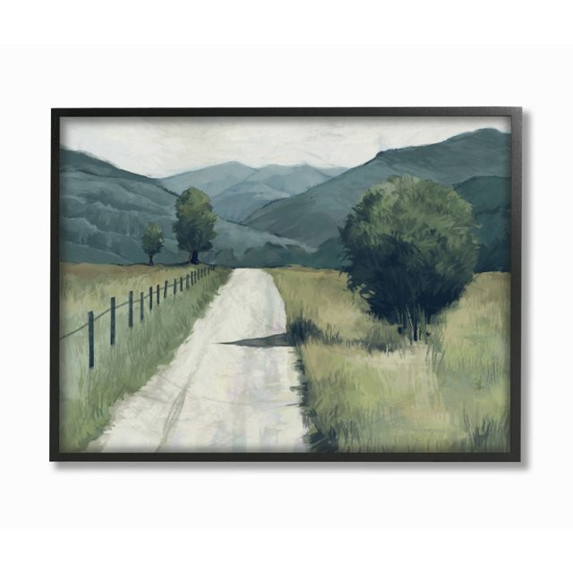 Stupell Industries Farmland Fields Green Blue Landscape Painting Black Framed Art Print Wall Art,... | Walmart (US)