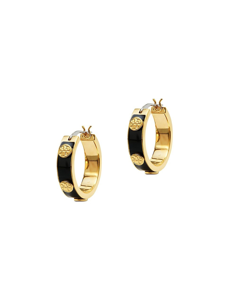 Women's Miller Goldtone & Enamel Logo Hoop Earrings - Black | Saks Fifth Avenue