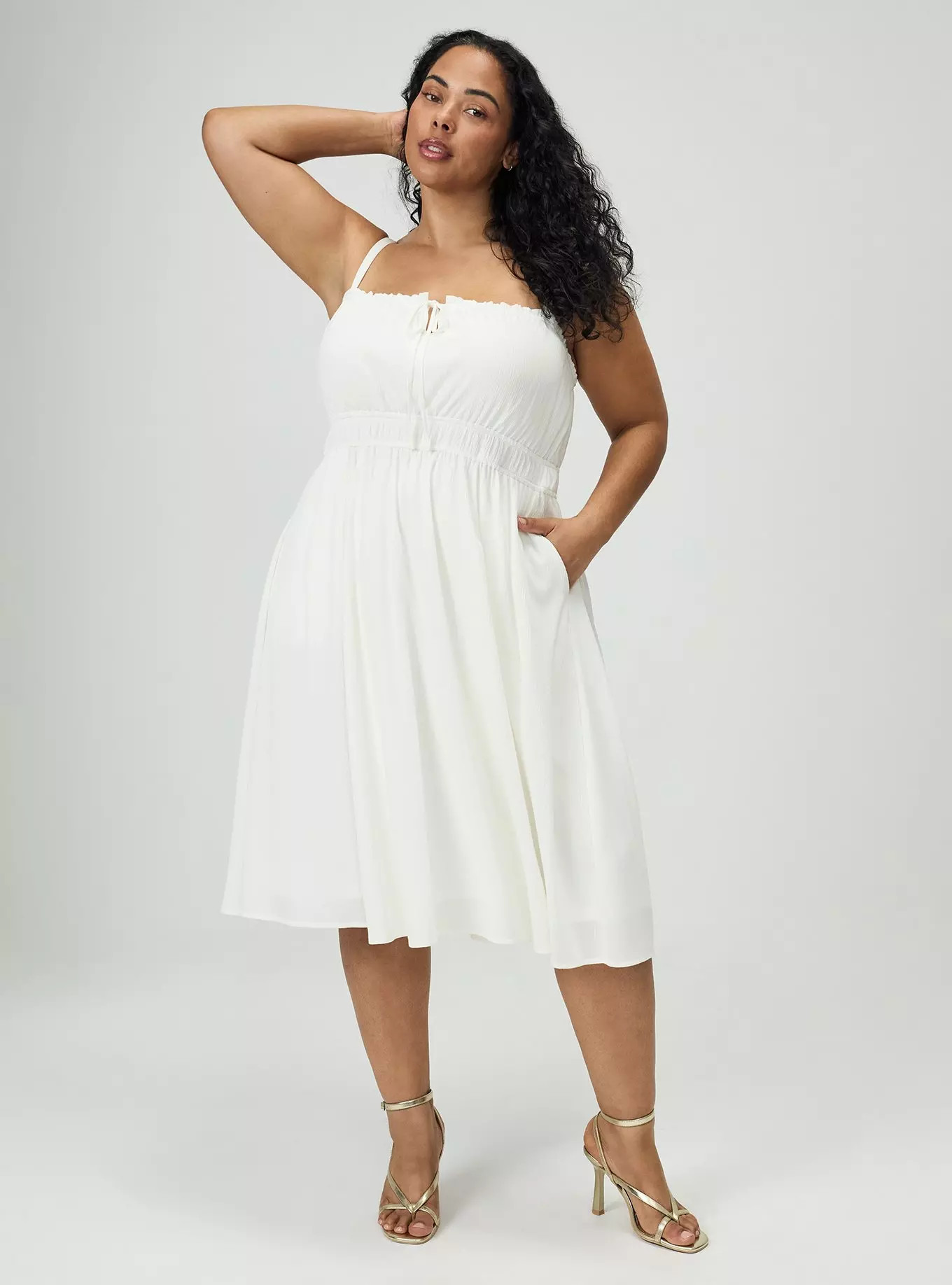 A-Line Crinkle Gauze Midi Dress | Torrid (US & Canada)