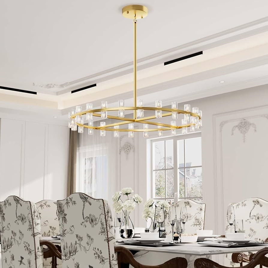 D40 Gold Wagon Wheel Chandelier Modern 40-Lights Gold Round Chandeliers Glass Chandeliers for Din... | Amazon (US)