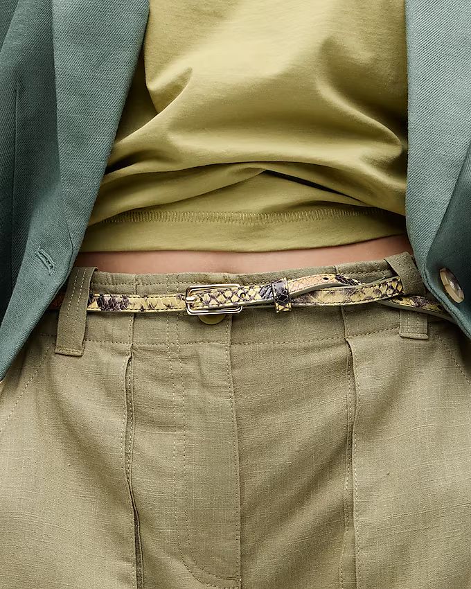 Skinny belt in snake-embossed leather | J.Crew US