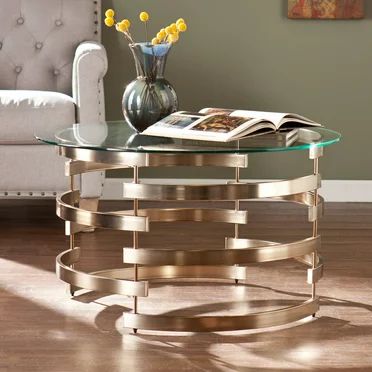ACME Furniture Tanquin Coffee Table, Black Glass & Gold - Walmart.com | Walmart (US)