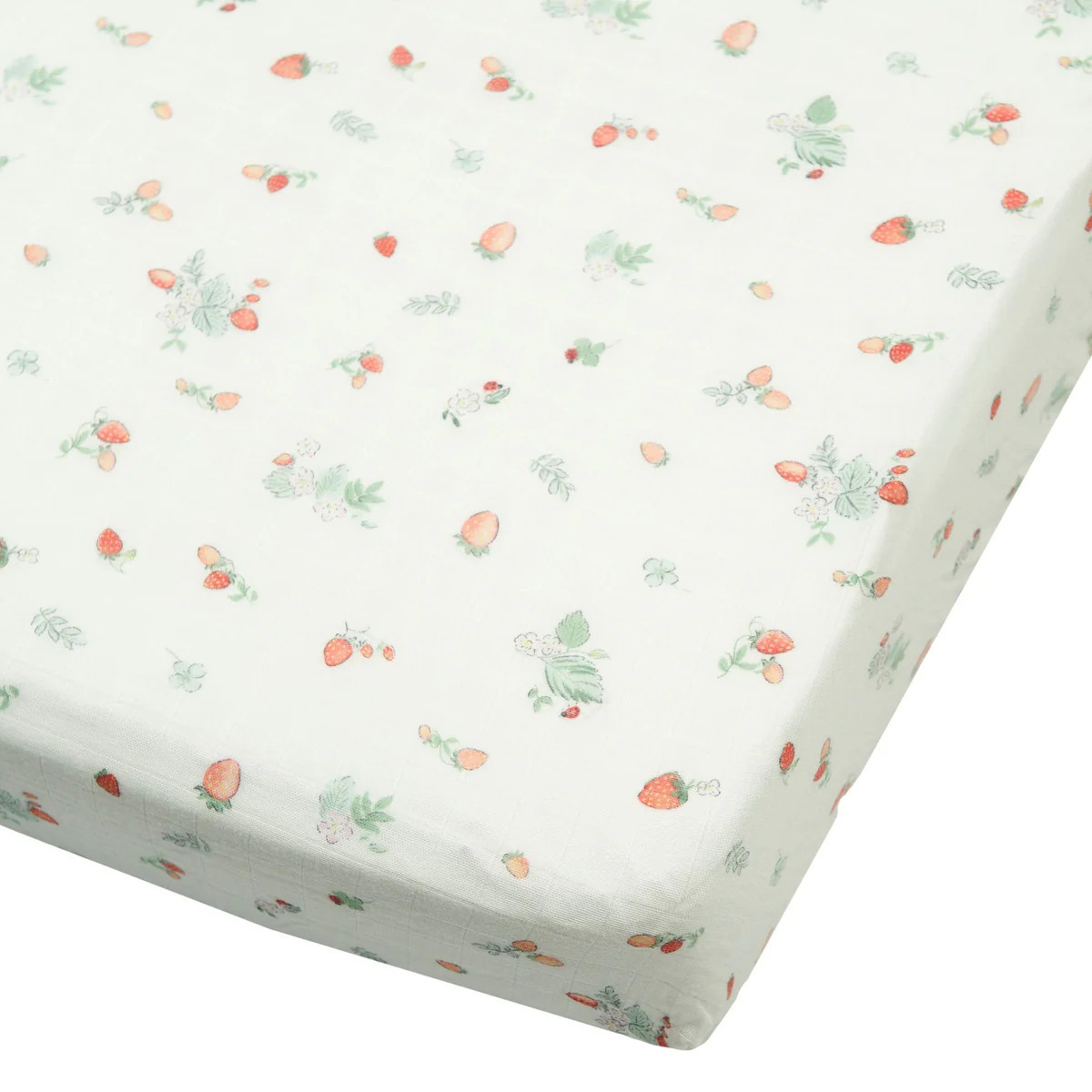 Muslin Fitted Crib Sheet - Strawberry Field | Loulou Lollipop 