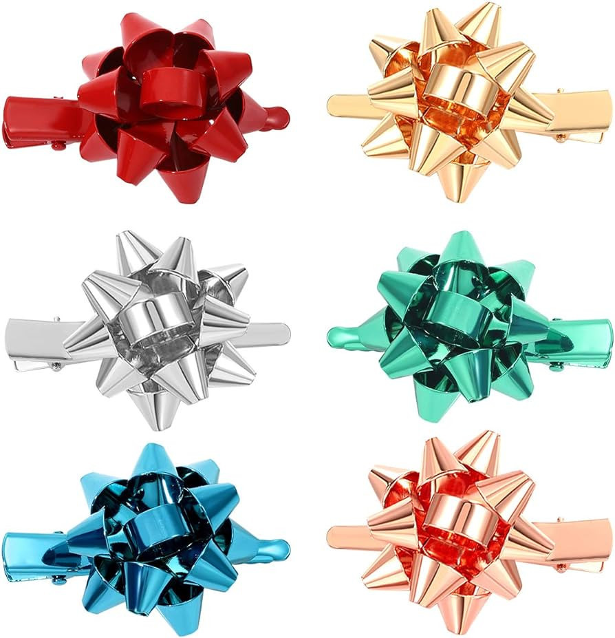 NVENF 6PCS Christmas Hair Clips for Women Christmas Accessories Xmas Bow Hair Clip Festive Holida... | Amazon (US)