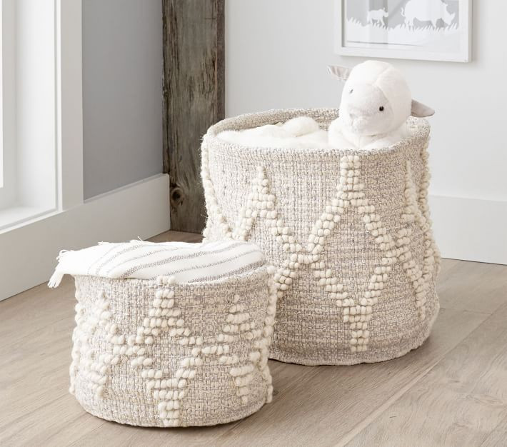 Metallic Woven Wool Nursery Storage | Pottery Barn Kids