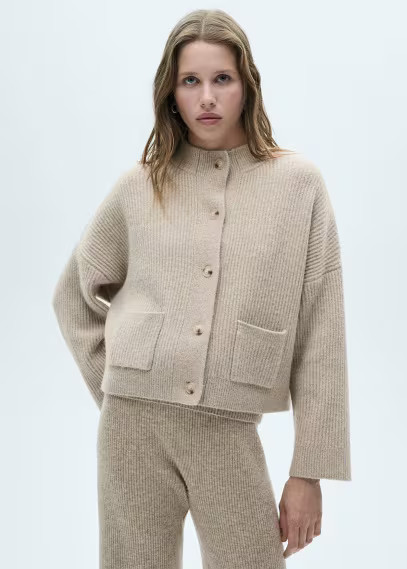 MANGO - Pocket knit cardigan light/pastel brown - M - Women | MANGO (US)