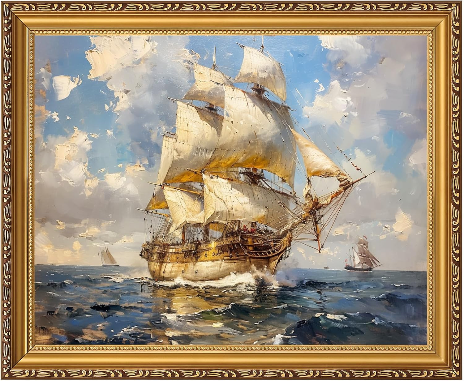 MIEVU Gold Framed Wall Art Vintage - Canvas Wall Art Prints for Living Room Decor Bedroom Home Ba... | Amazon (US)