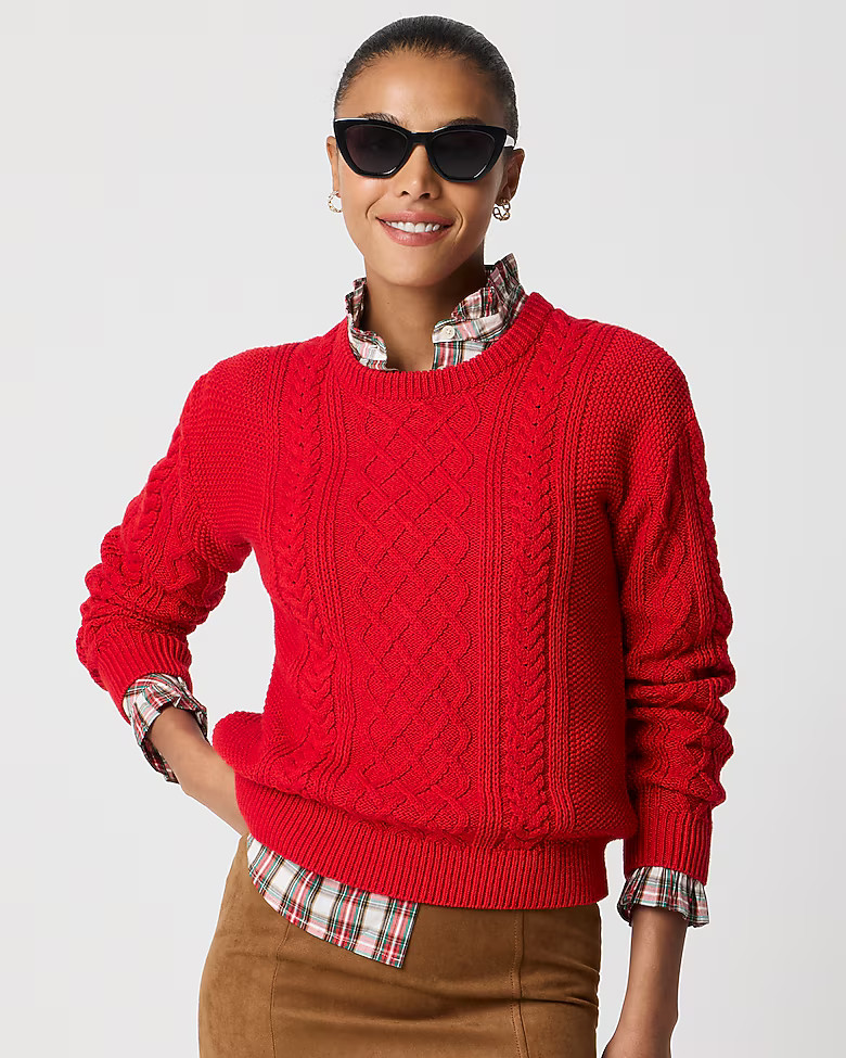 Cable crewneck sweater | J.Crew Factory