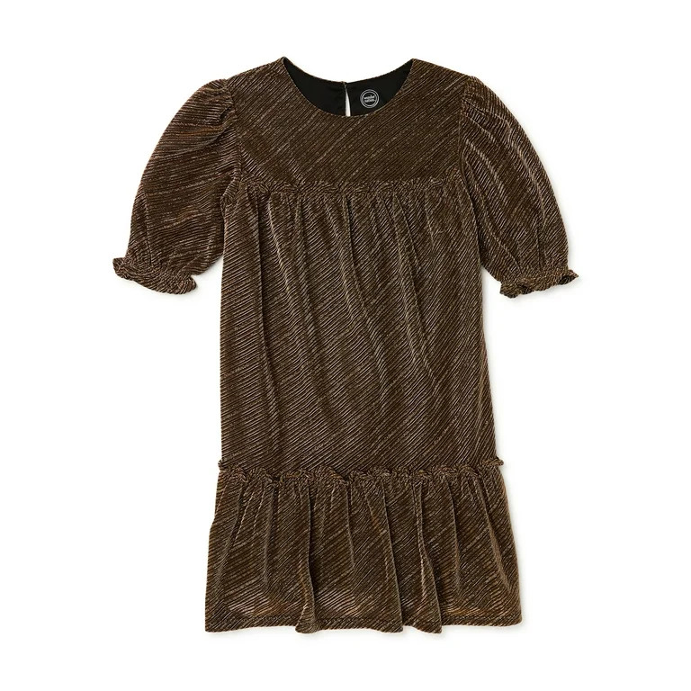 Wonder Nation Girls Metallic Baby Doll Dress, Sizes 4-18 & Plus | Walmart (US)