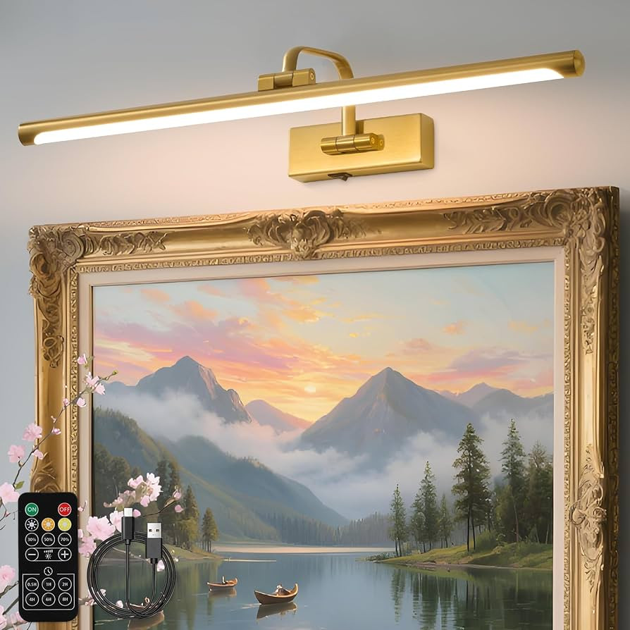 Picture Lights for Wall Battery Operated, Rechargeable Light for Pictures with Remote & Timer, Go... | Amazon (US)