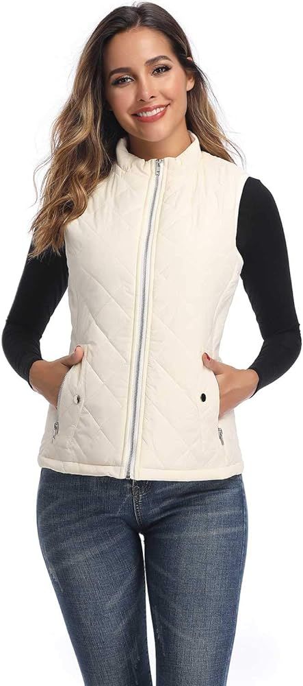 LK Women's Padded Vest, Stand Collar Lightweight Zip Quilted Gilet | Amazon (US)