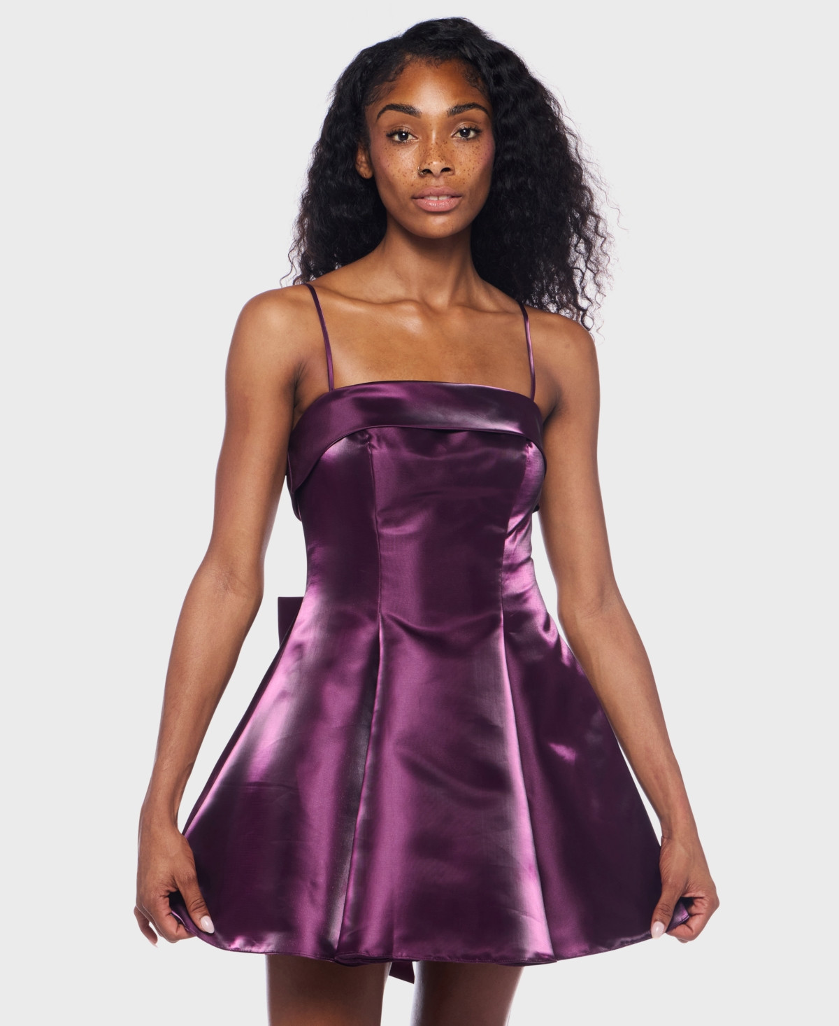 Alex & Sophia Juniors' Square Neck Short Dress - Plum | Macy's
