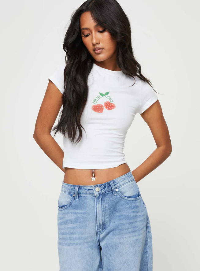 Cherry On Top Baby Tee White | Princess Polly US
