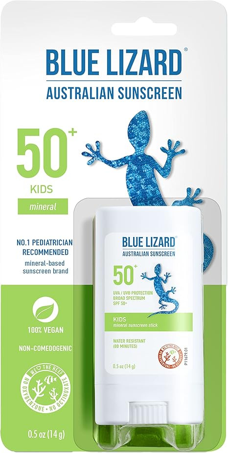 BLUE LIZARD Mineral Sunscreen Stick with Zinc Oxide SPF 50+ Water Resistant UVA/UVB Protection Ea... | Amazon (US)