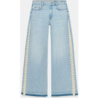 Zara - Z1975 Wide-Leg High-Waist Jeans With Crochet - Mid-Blue - 16 - Woman | Zara UK
