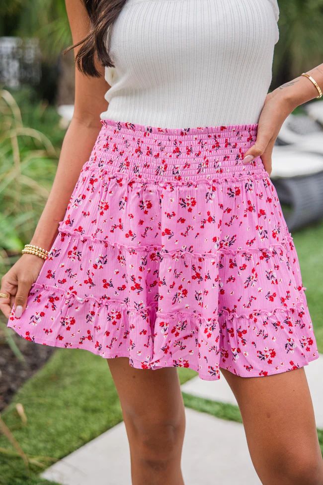 Through The Garden Orchid Floral Mini Skort | Pink Lily
