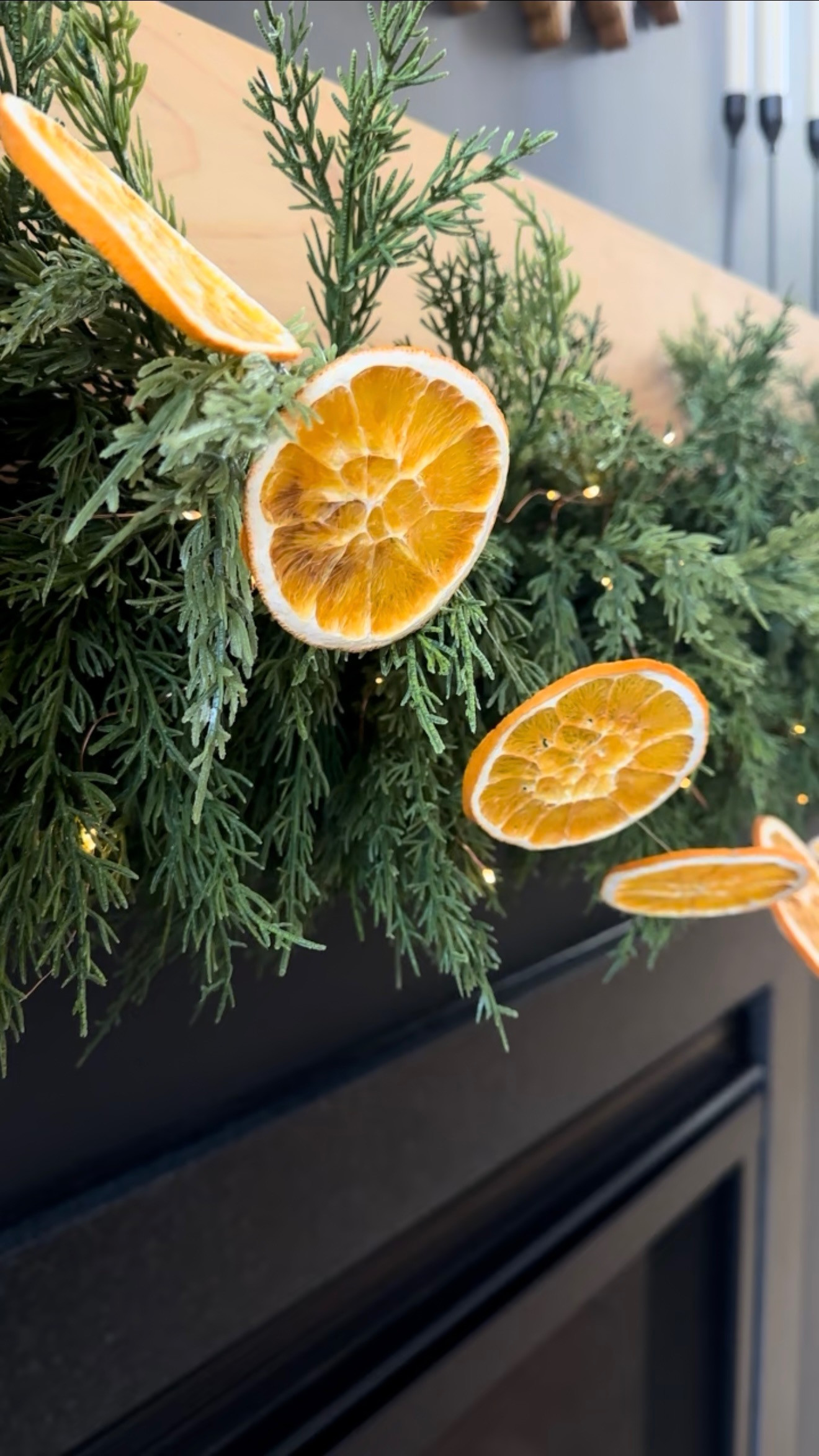 Making a dried orange garland couldn't be easier. Slice them thin, pop them in the air fryer at 195 degrees for ~3 hours and then string them together with fishing line.  

 #LTKHoliday #LTKSeasonal #LTKHome