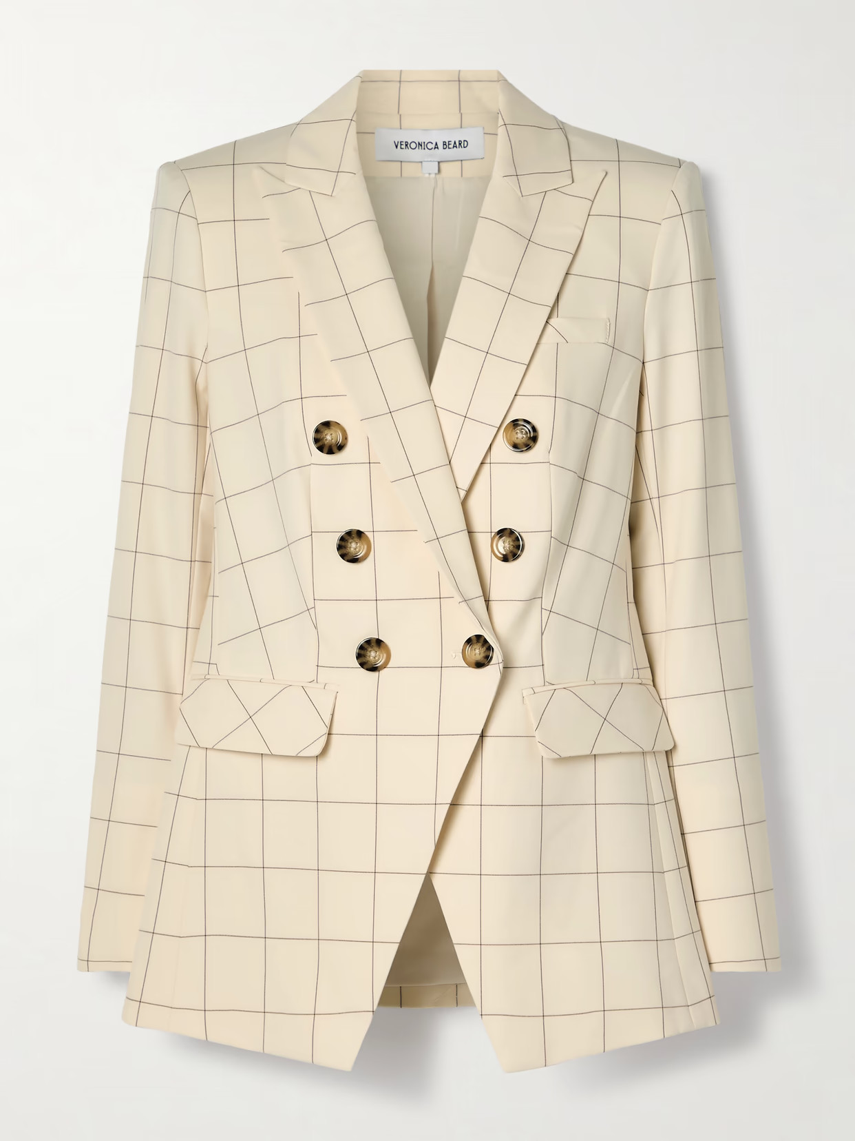 Veronica Beard - Charleston Dickey Double-breasted Checked Grain De Poudre Blazer - Ecru | NET-A-PORTER (US)