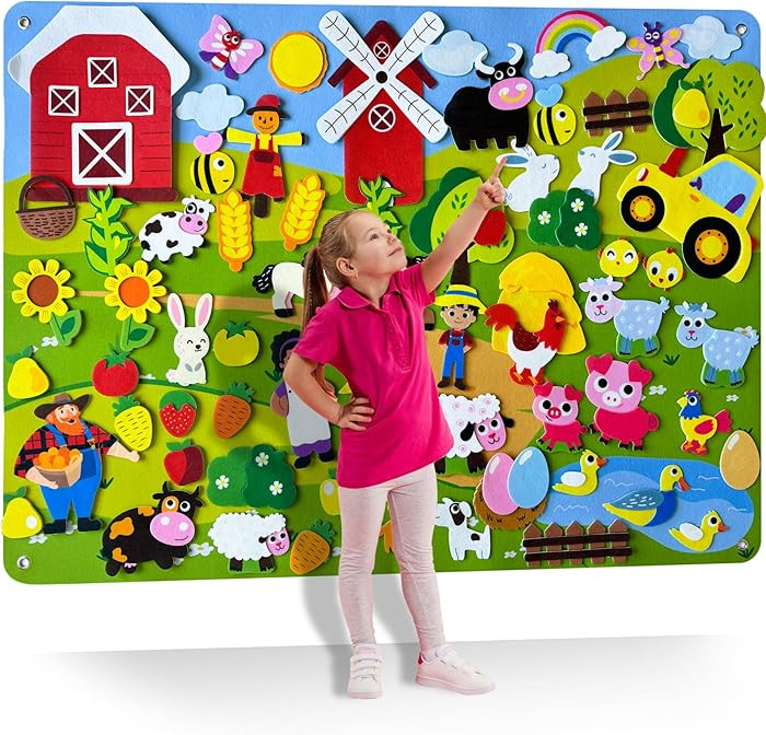 QUOKKA Farm Felt Board for Toddlers 61 PCS - Double-Thick Felt Board Story Set with Large 39х27,... | Amazon (US)
