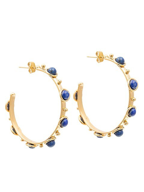 Petite Candy 22K Goldplated Labradorite Hoop Earrings | Saks Fifth Avenue