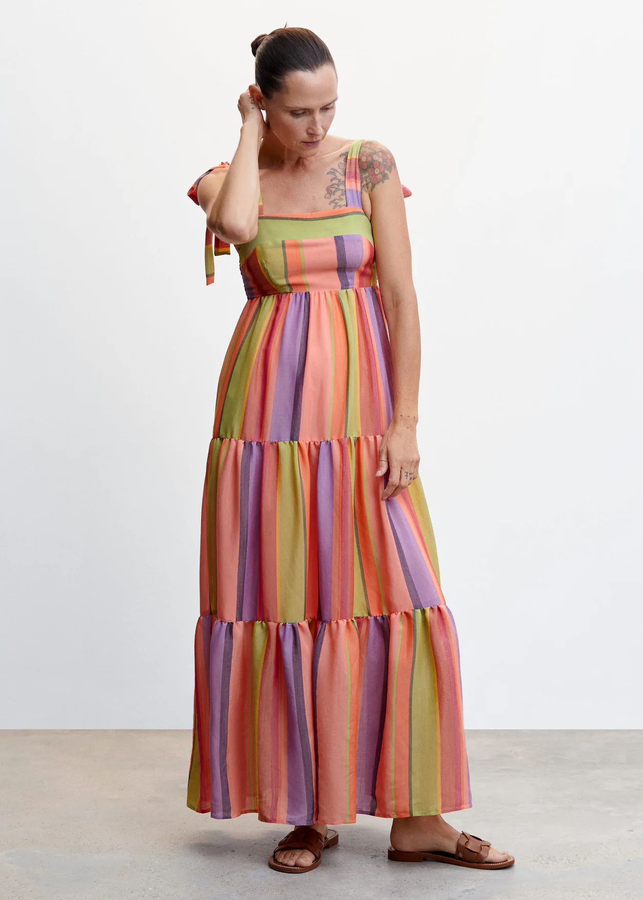 Striped long dress -  Women | Mango USA | MANGO (US)